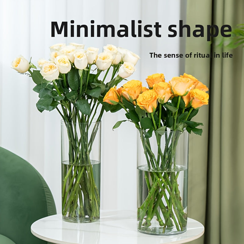 Transparent Acrylic Cylinder Vase,Living Room Flower Arrangement,Straight Tube Vase,Home Hydroponic Plant Container,For Flower