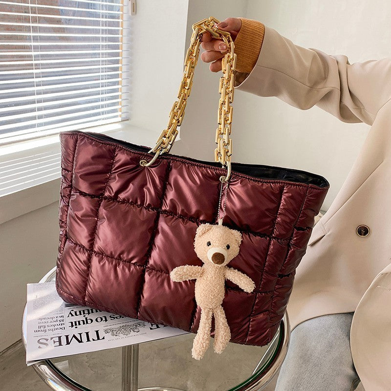Women Large Chain Shoulder Bag Fashion Leather Tote Bag Luxury Designer Style Bangladesh