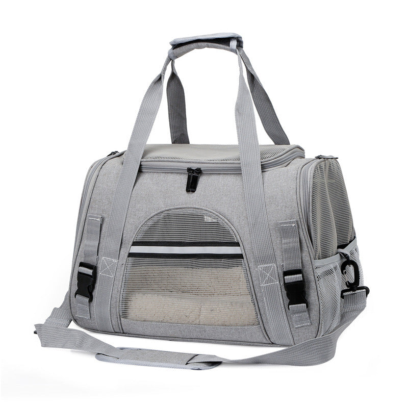 Airline Approved Pet Carrier Backpack with breathable mesh panels, padded shoulder straps, and secure design for cats and small dogs during travel
