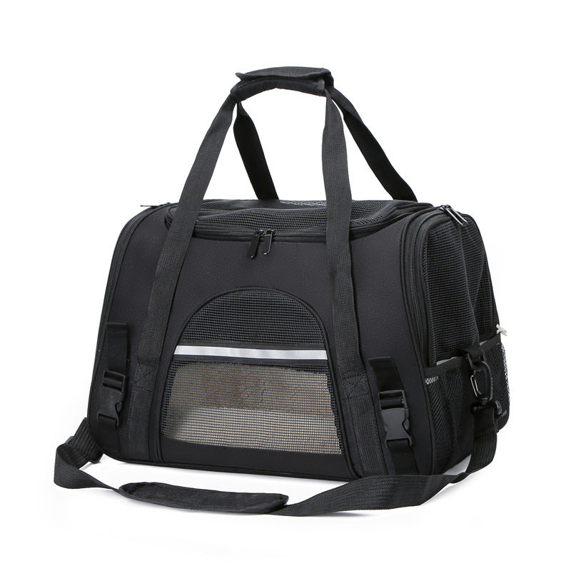 Airline Approved Pet Carrier Backpack with breathable mesh panels, padded shoulder straps, and secure design for cats and small dogs during travel