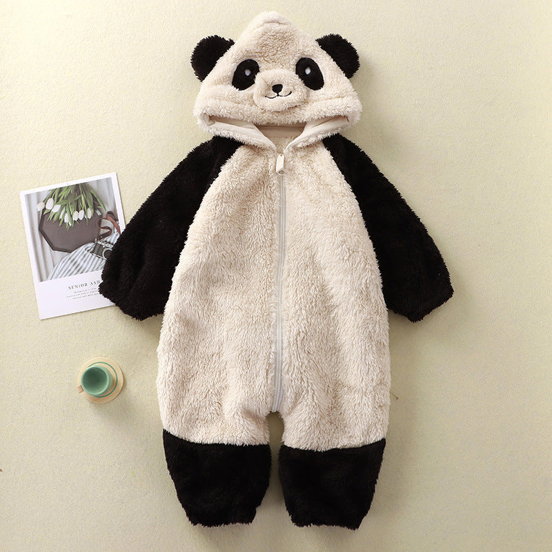 Autumn And Winter New Baby Cartoon Animal Plush One-piece Children's Loungewear