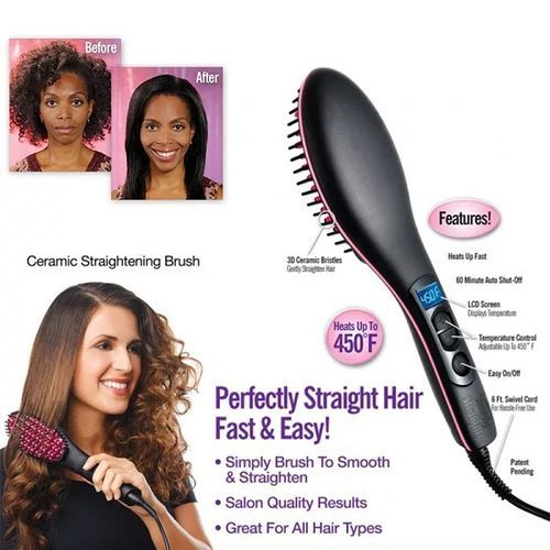 Electric hair straightener comb Bangladesh LED display wet dry hair styling brush anti frizz