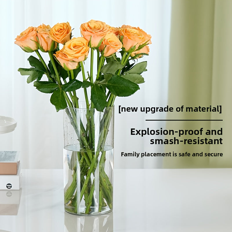 Transparent Acrylic Cylinder Vase,Living Room Flower Arrangement,Straight Tube Vase,Home Hydroponic Plant Container,For Flower