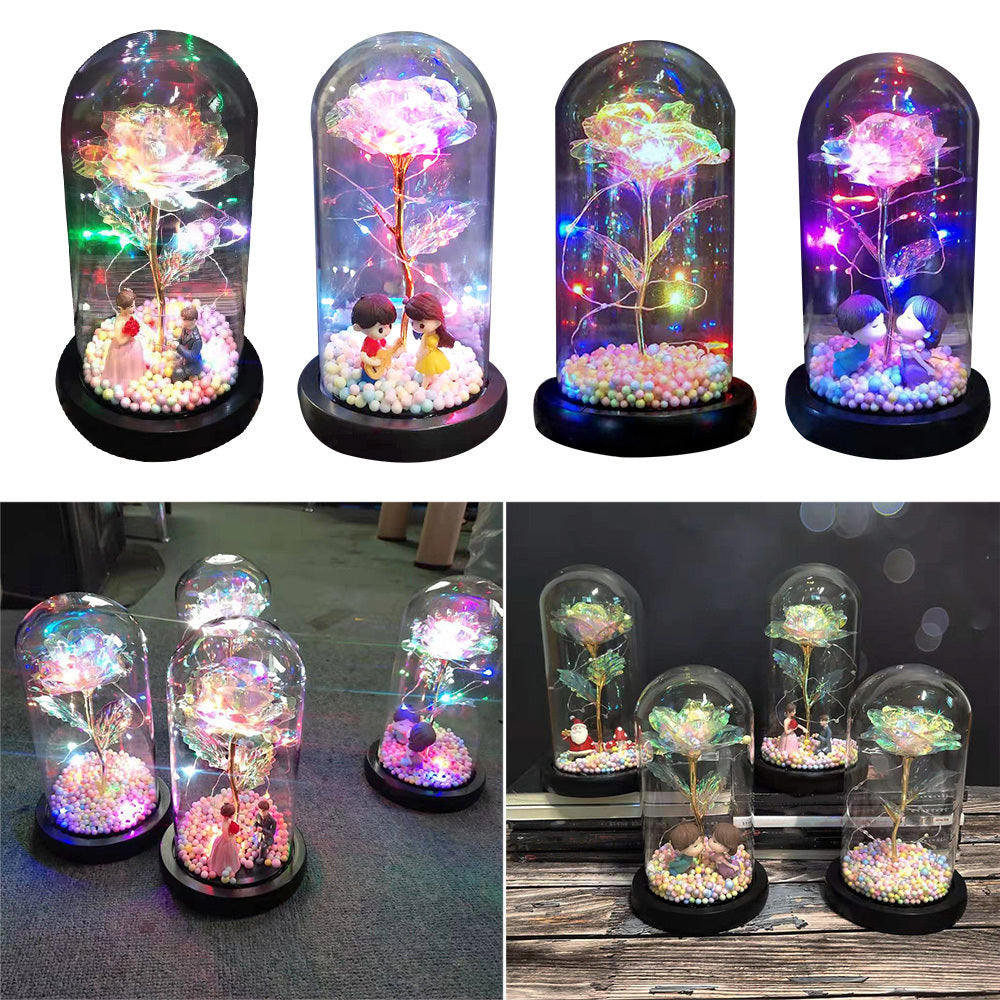 Eternal Rose Glass Dome decorative flower gift for weddings, Valentine's Day, anniversaries, and home décor