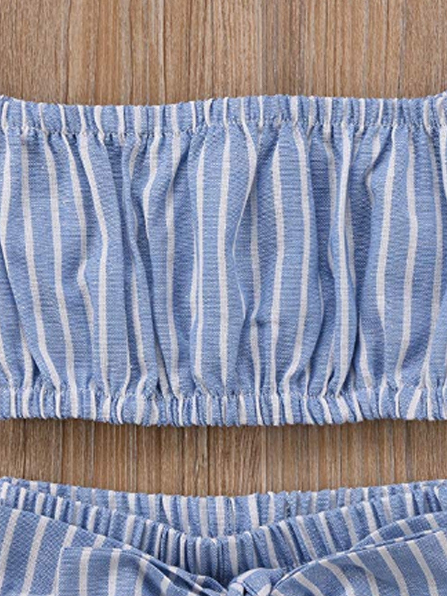 Children's Clothes Pinstripe Tube Top Half Sleeve Suit