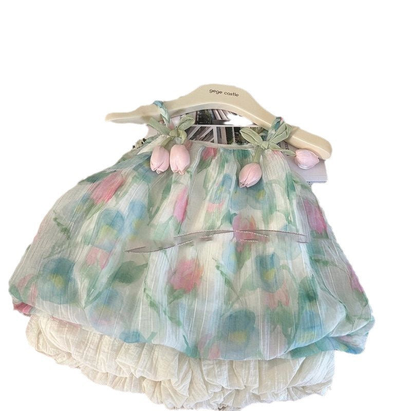 Camisole Bud-waisted Shorts Two-piece Set Dress Suit (Available)