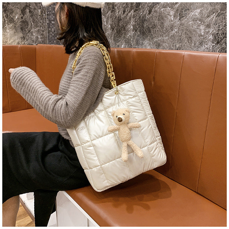 Women Large Chain Shoulder Bag Fashion Leather Tote Bag Luxury Designer Style Bangladesh
