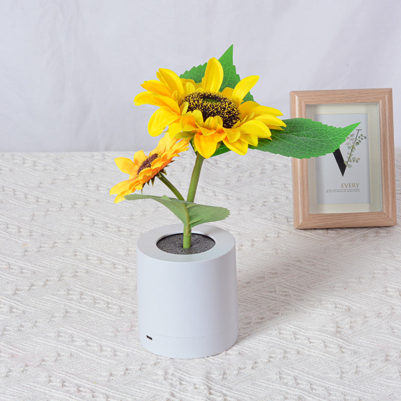 Rechargeable Sunflower LED Night Light with realistic sunflower design and warm decorative LED lighting