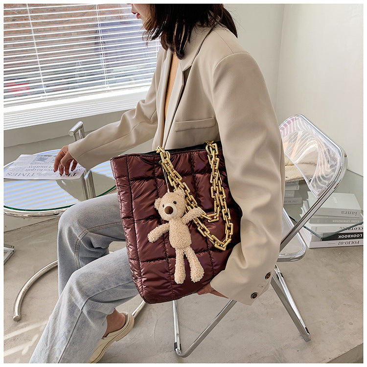 Women Large Chain Shoulder Bag Fashion Leather Tote Bag Luxury Designer Style Bangladesh