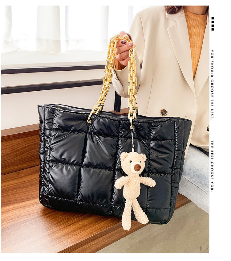 Women Large Chain Shoulder Bag Fashion Leather Tote Bag Luxury Designer Style Bangladesh