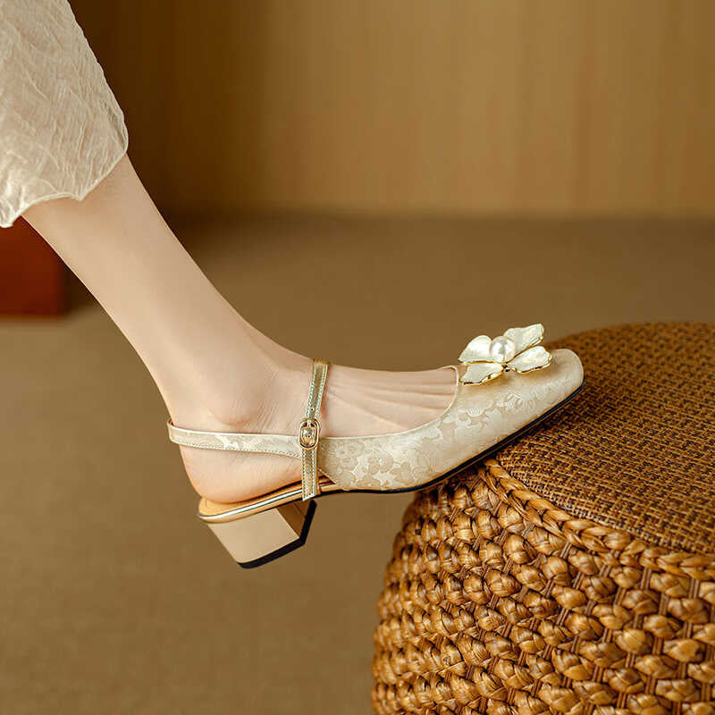 French Retro Square Toe High Heels Women