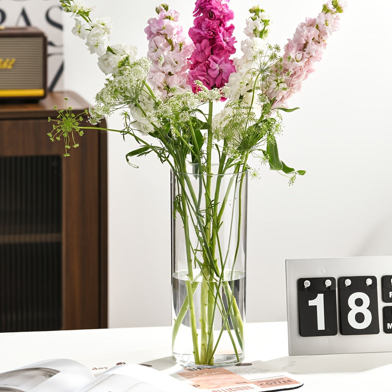 Transparent Acrylic Cylinder Vase,Living Room Flower Arrangement,Straight Tube Vase,Home Hydroponic Plant Container,For Flower