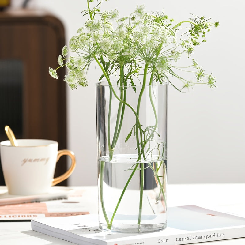 Transparent Acrylic Cylinder Vase,Living Room Flower Arrangement,Straight Tube Vase,Home Hydroponic Plant Container,For Flower