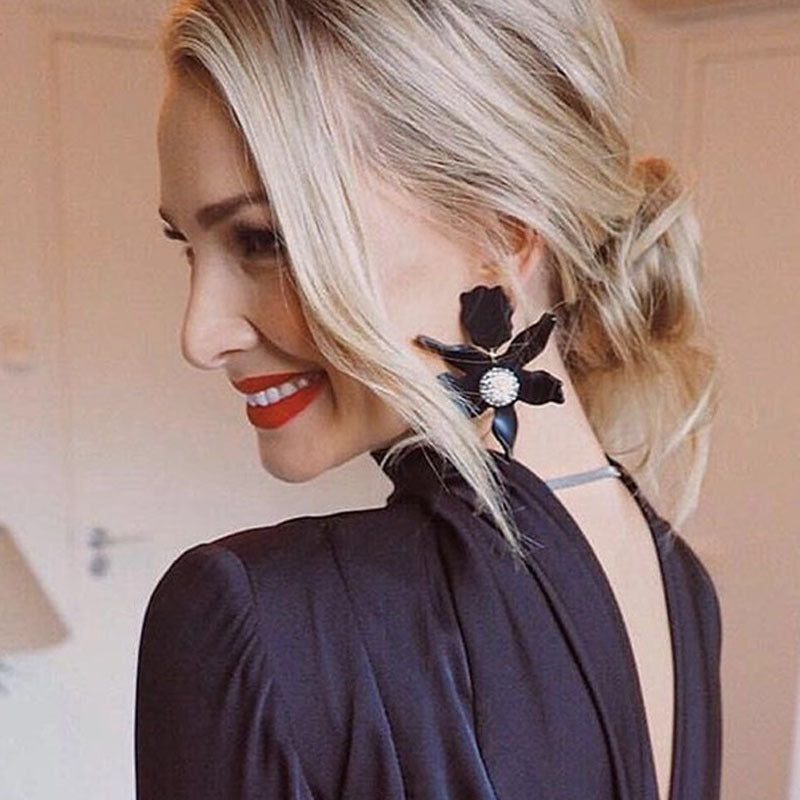 Big Flower Earrings Earrings Temperament Trendy Women All-match Super Fairy Ear Jewelry