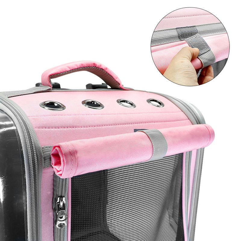 Breathable Pet Carrier Backpack with mesh ventilation, padded shoulder straps, and spacious interior for cats, small dogs, and outdoor travel