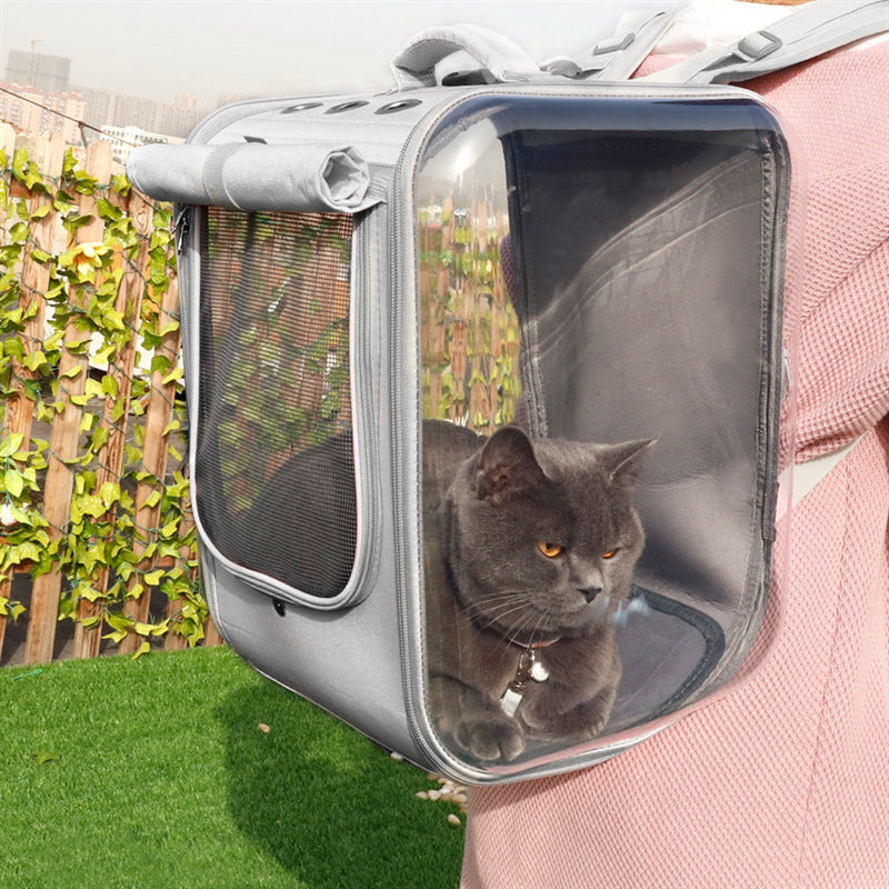 Breathable Pet Carrier Backpack with mesh ventilation, padded shoulder straps, and spacious interior for cats, small dogs, and outdoor travel