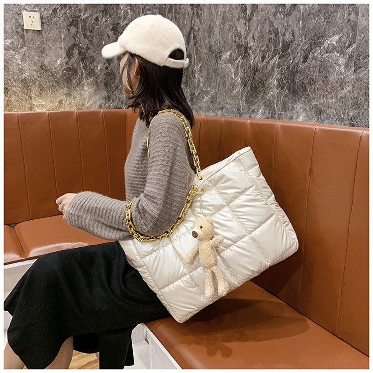 Women Large Chain Shoulder Bag Fashion Leather Tote Bag Luxury Designer Style Bangladesh
