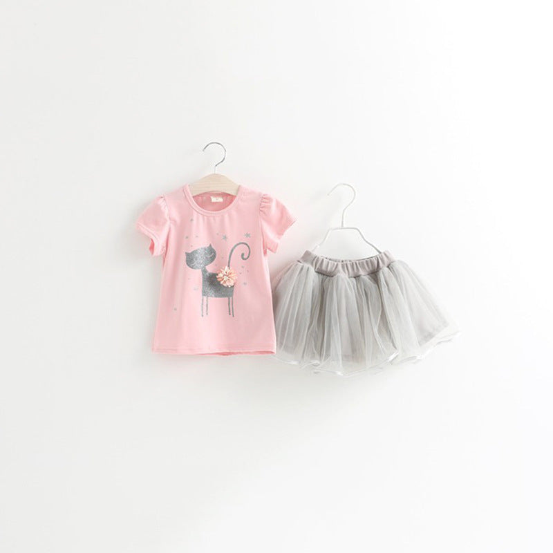New Girls Clothes Two-piece Dress Solid Color
