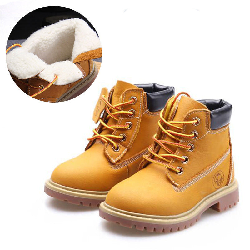 Small Yellow Leather Shoes Children's Large Size Martin Boots