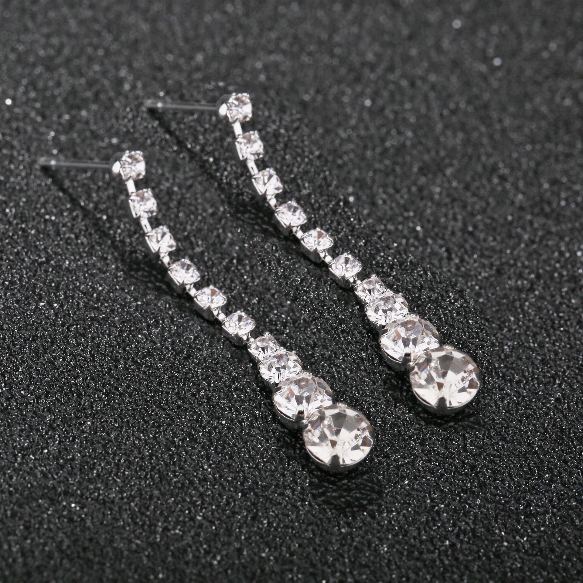 Silver Water Drop Necklace Earrings Two-piece Set Combination  (Available)