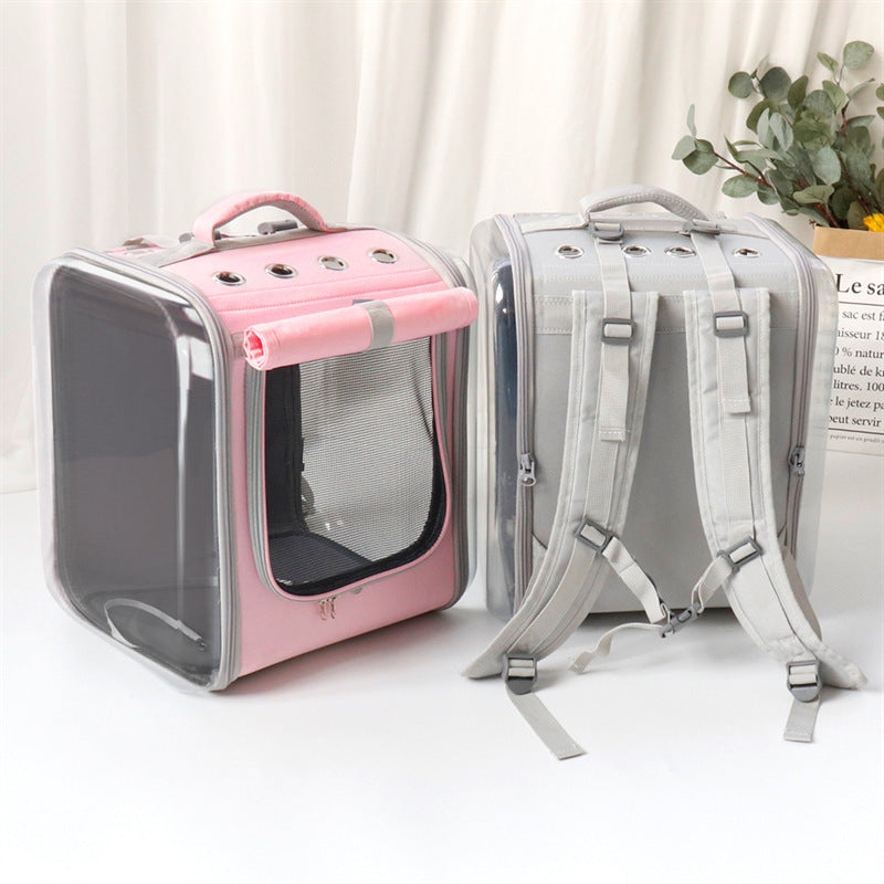 Breathable Pet Carrier Backpack with mesh ventilation, padded shoulder straps, and spacious interior for cats, small dogs, and outdoor travel