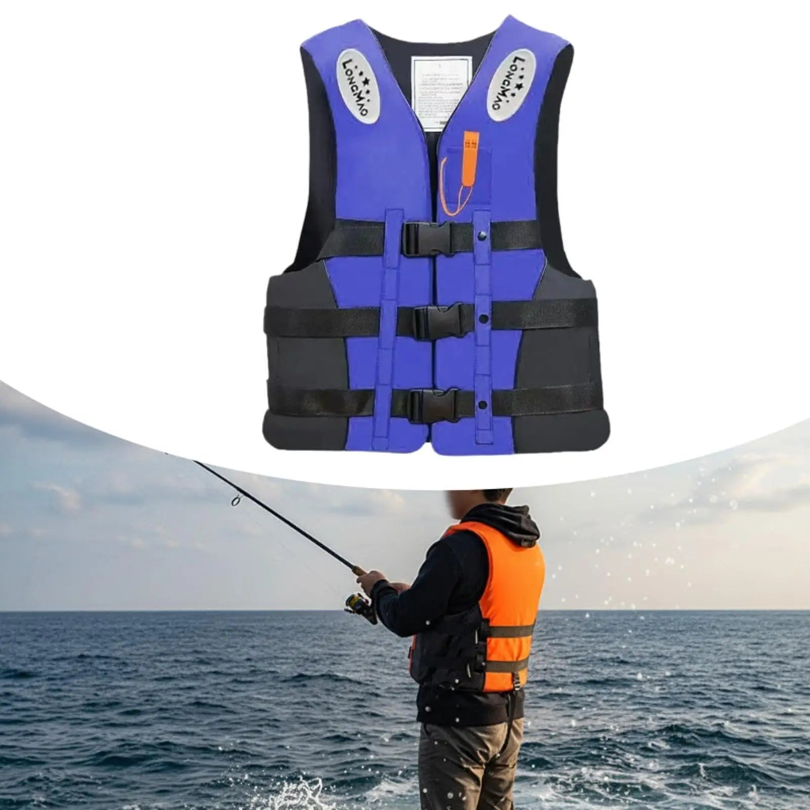 Oxford Life jacket for Adults Sturdy Kayaking Jacket General Purpose Buoyancy Jacket Flotation Device for Rafting Water Sports