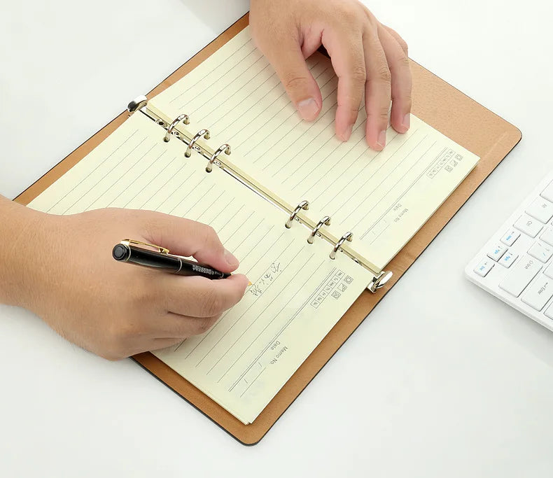 A5 Leather Loose-leaf Refill Notebook Cover Spiral Binder Planner Diary Replacement Cover Office School Supplies