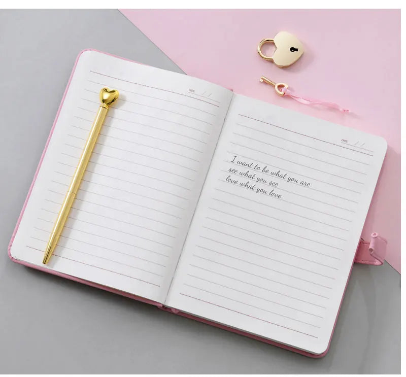 Secret Notebook Ruled Journal Lined Diary With Heart Lock Creative Gift