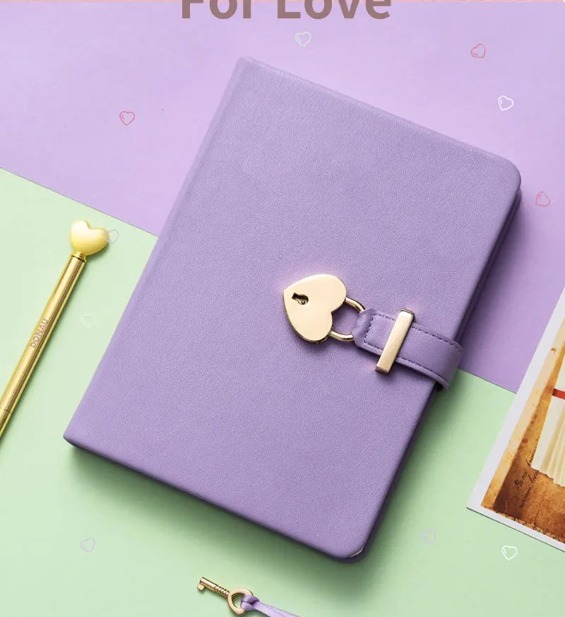 Secret Notebook Ruled Journal Lined Diary With Heart Lock Creative Gift