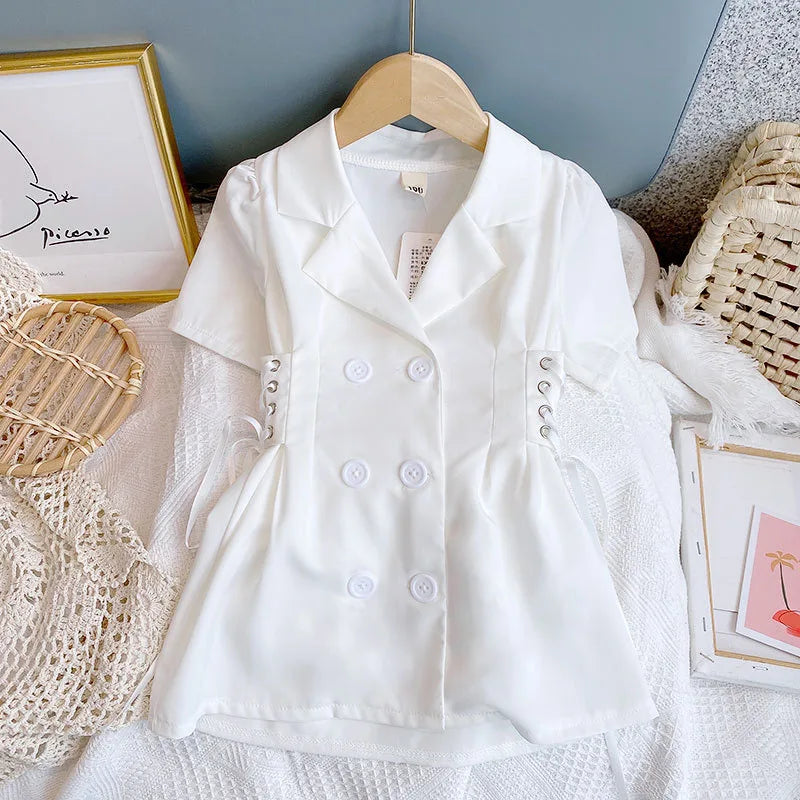 Summer Clothing Lapel Waist Drawstring Double