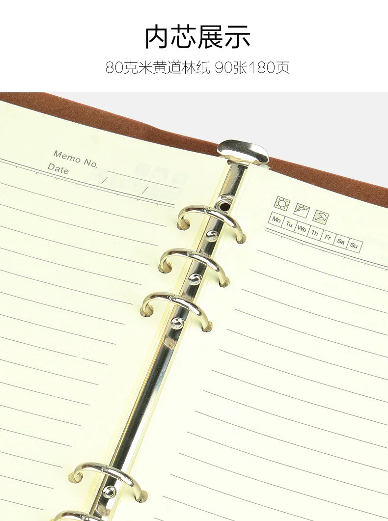 A5 Leather Loose-leaf Refill Notebook Cover Spiral Binder Planner Diary Replacement Cover Office School Supplies