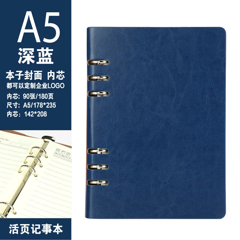 A5 Leather Loose-leaf Refill Notebook Cover Spiral Binder Planner Diary Replacement Cover Office School Supplies
