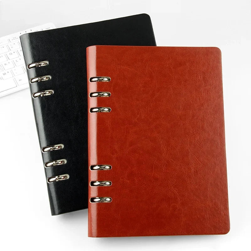 A5 Leather Loose-leaf Refill Notebook Cover Spiral Binder Planner Diary Replacement Cover Office School Supplies