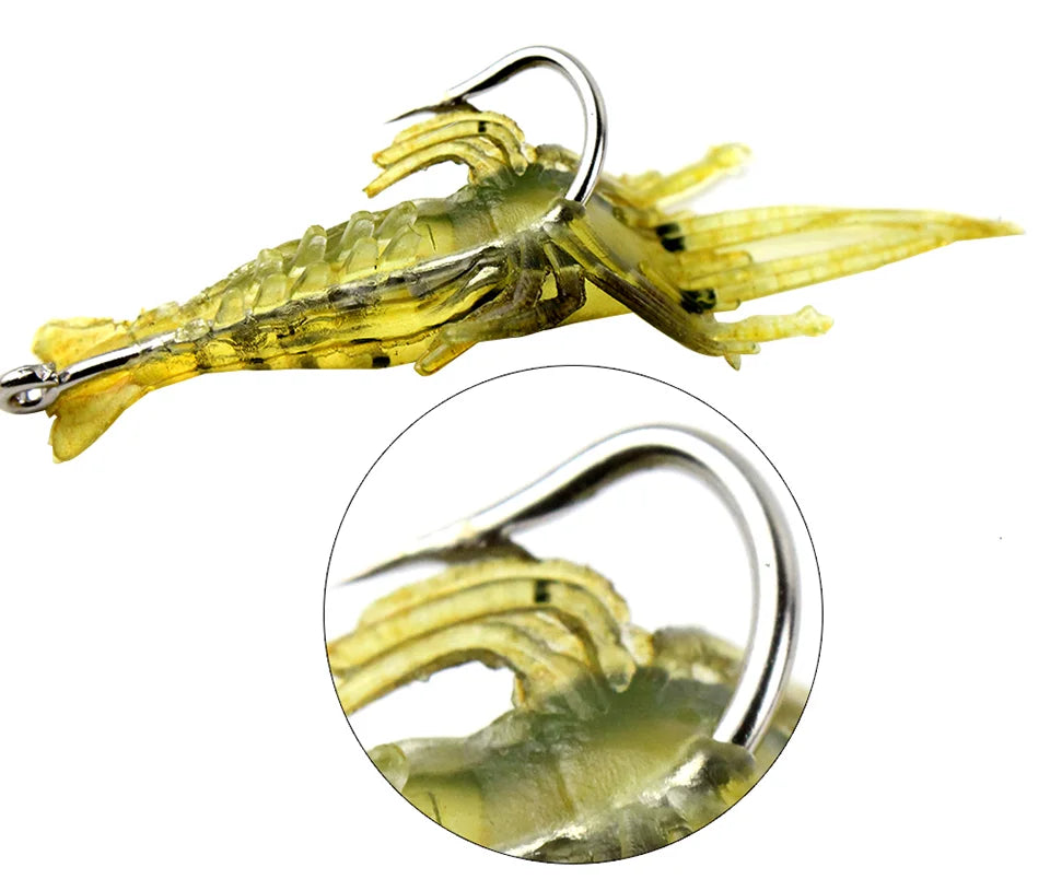 Luminous Shrimp Silicone Artificial Bait Simulation Soft Prawn With Hooks Carp Wobbler For Fishing Tackle Lure Carp