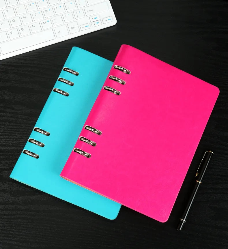 A5 Leather Loose-leaf Refill Notebook Cover Spiral Binder Planner Diary Replacement Cover Office School Supplies
