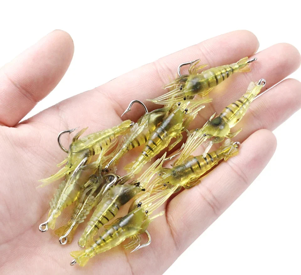 Luminous Shrimp Silicone Artificial Bait Simulation Soft Prawn With Hooks Carp Wobbler For Fishing Tackle Lure Carp