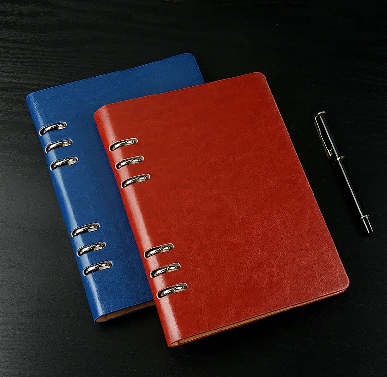 A5 Leather Loose-leaf Refill Notebook Cover Spiral Binder Planner Diary Replacement Cover Office School Supplies