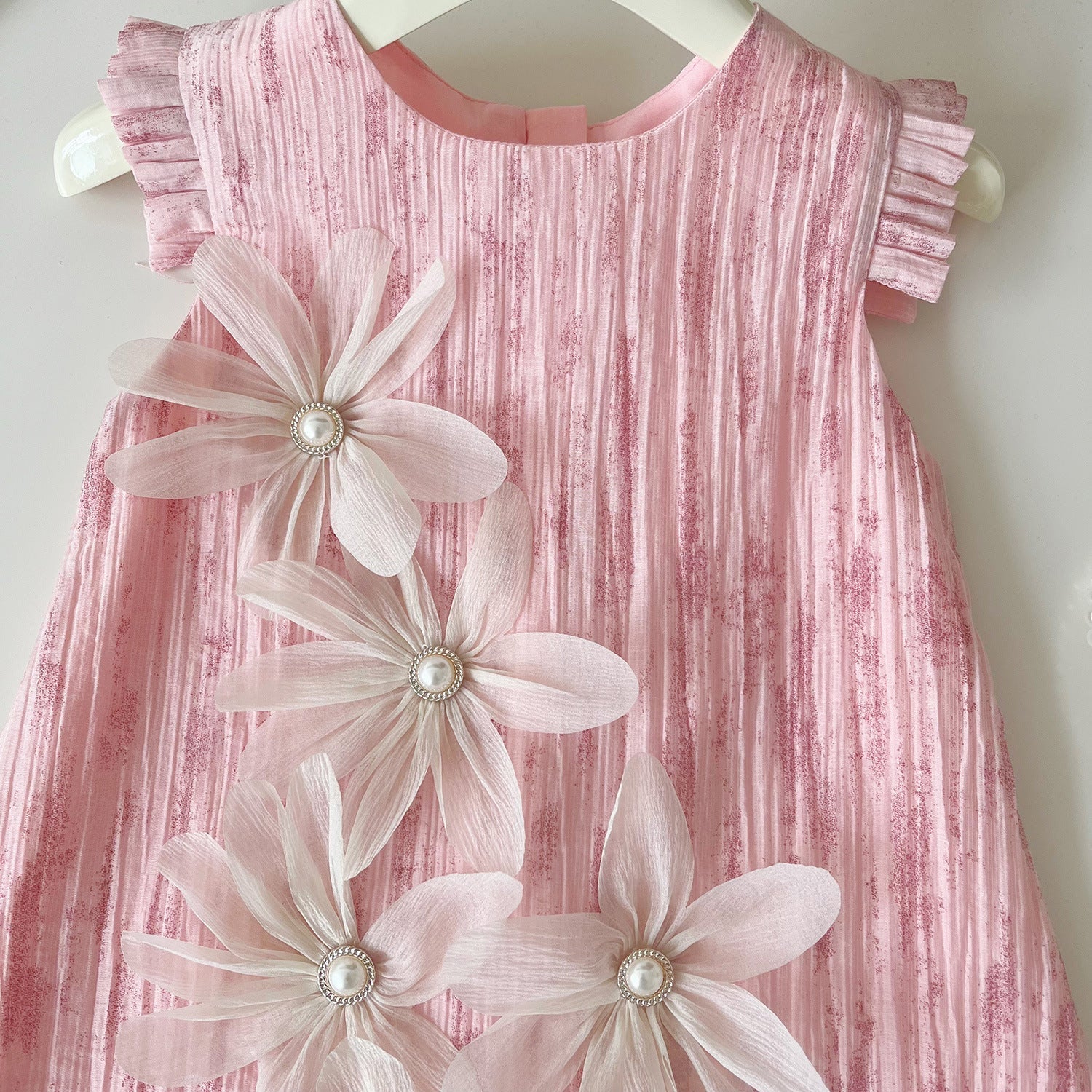 New Korean Girls Cute Three-Dimensional Flower Sleeveless Dress Girls Casual Daily Dress (Available)