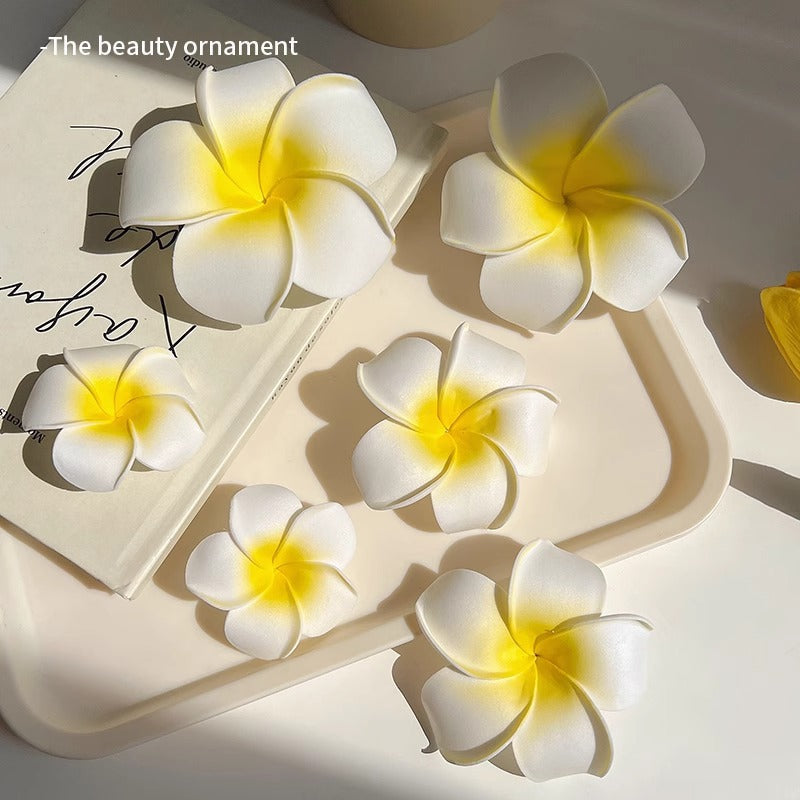 Plumeria flower hairpin Bangladesh seaside vacation floral side clip hair accessory for girls women
