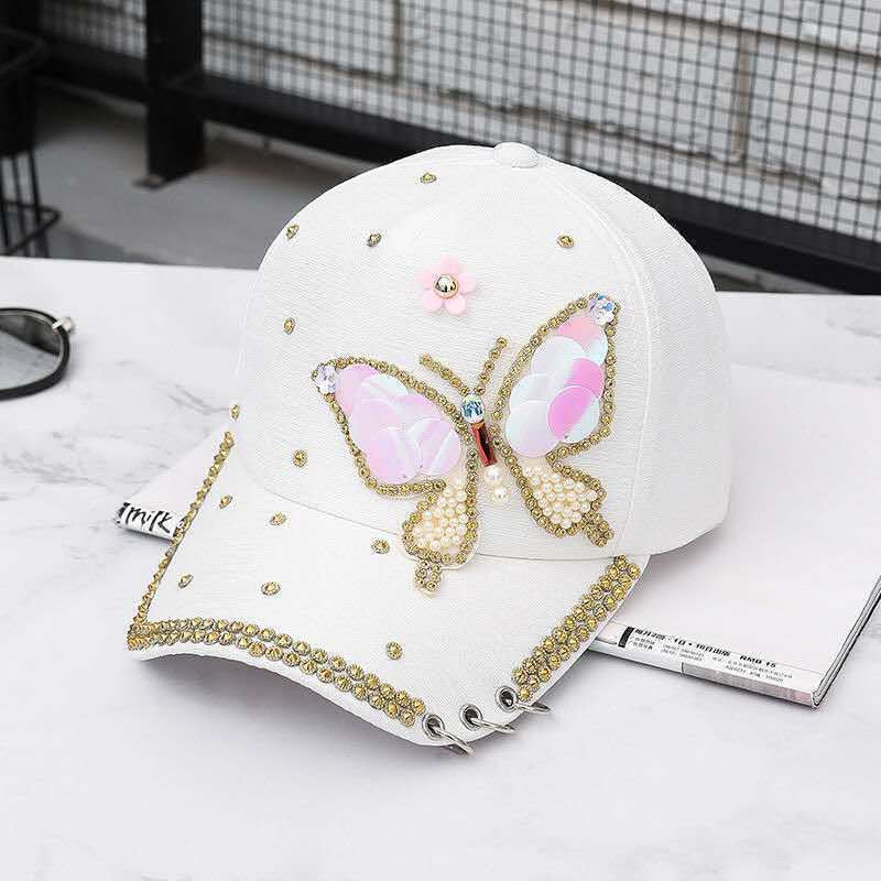 Hat women's fashion diamond bow cap (Available)