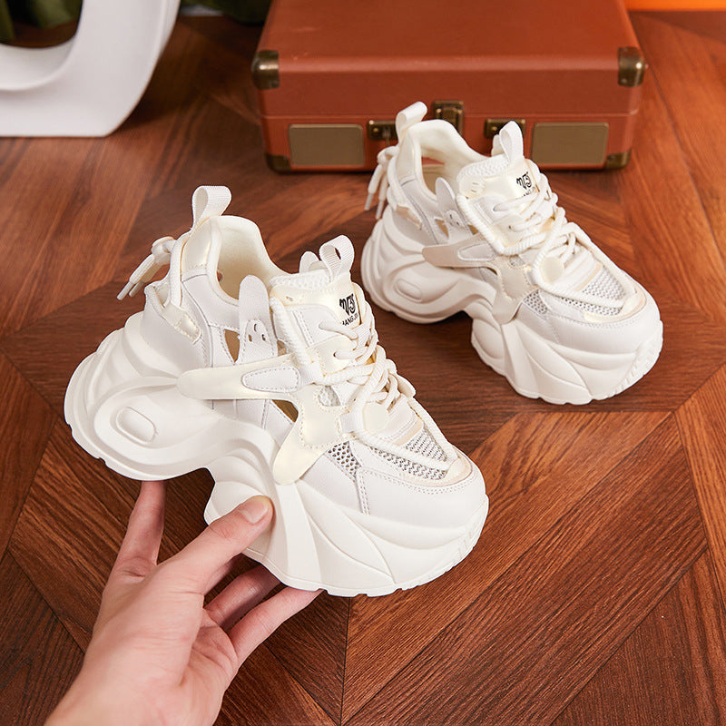 Mesh Surface Hollowed Casual Shoes Height Increasing Women Shoes