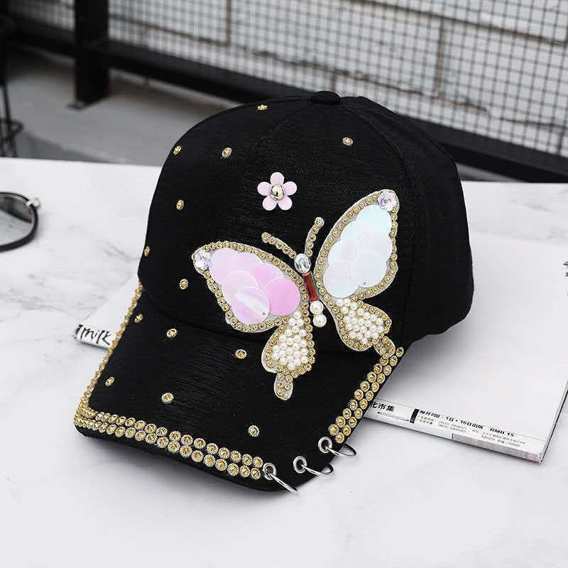 Hat women's fashion diamond bow cap (Available)