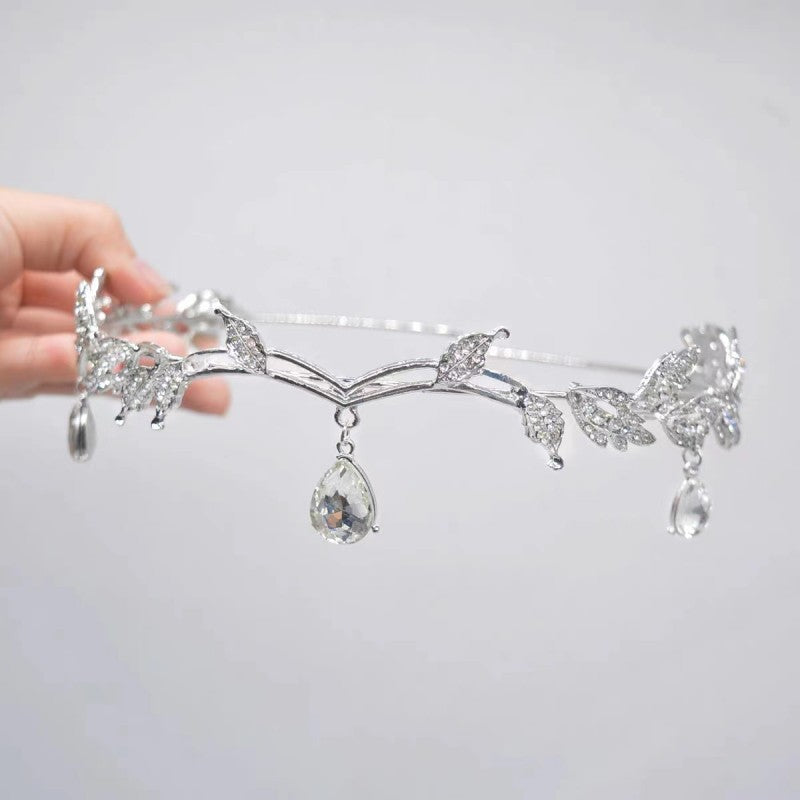 Rhinestone tassel bridal headband Bangladesh luxury wedding crown hair accessory for women party wear