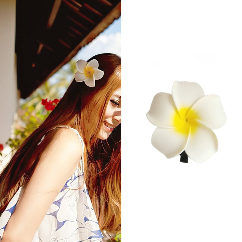 Plumeria flower hairpin Bangladesh seaside vacation floral side clip hair accessory for girls women