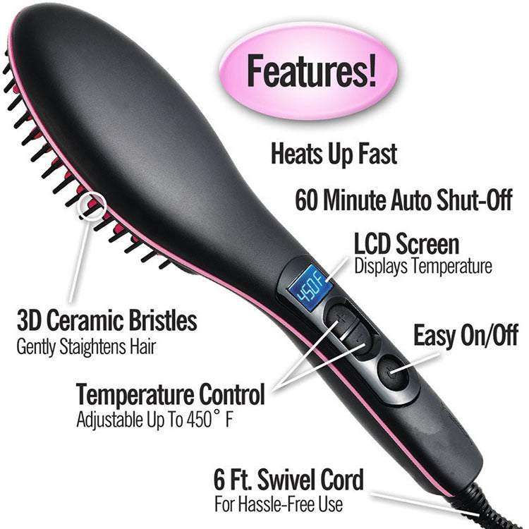 Electric hair straightener comb Bangladesh LED display wet dry hair styling brush anti frizz
