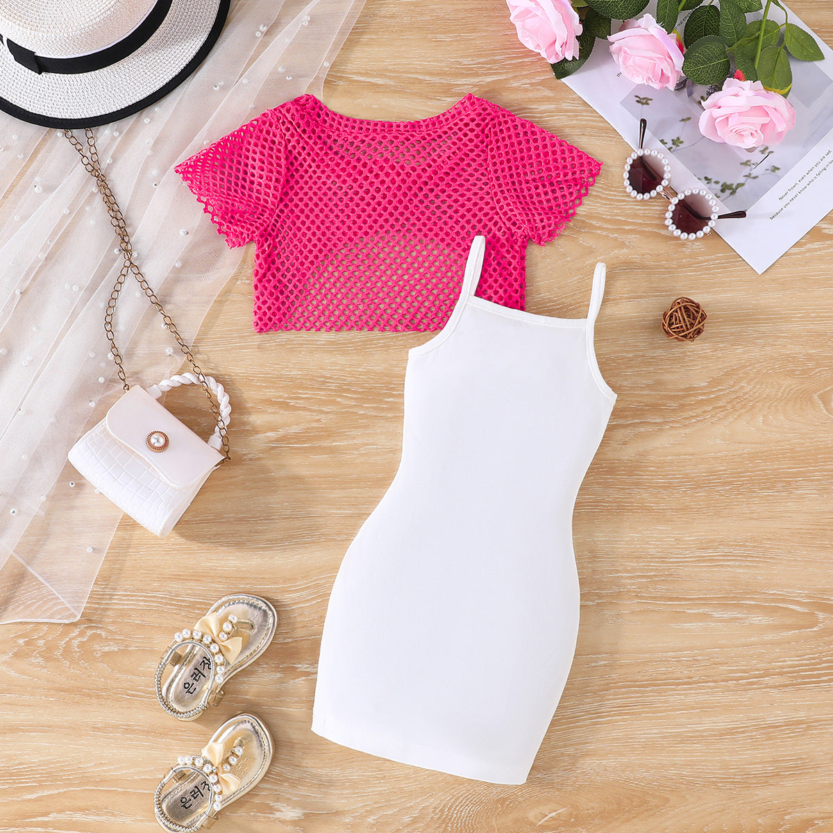Printed suspender skirt fashionable and versatile summer children (Available)