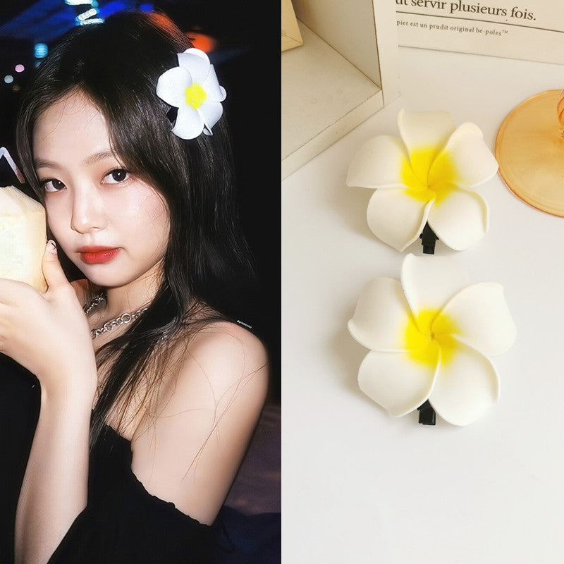 Plumeria flower hairpin Bangladesh seaside vacation floral side clip hair accessory for girls women