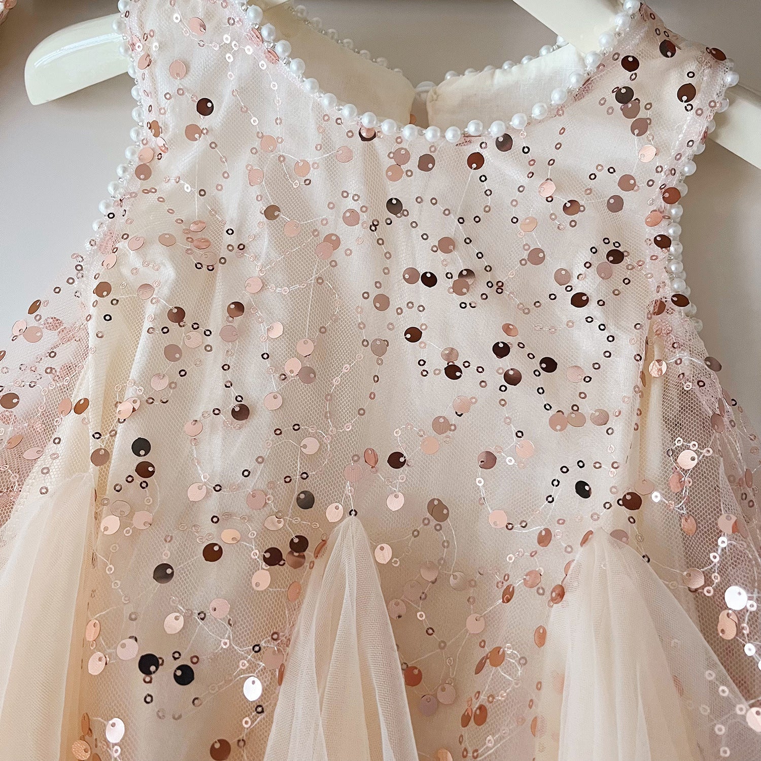 Summer New Korean Girls Beaded Sleeveless Dress Girls Sequined Mesh Princess Dress (Available)