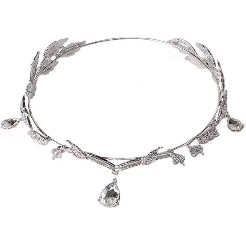 Rhinestone tassel bridal headband Bangladesh luxury wedding crown hair accessory for women party wear