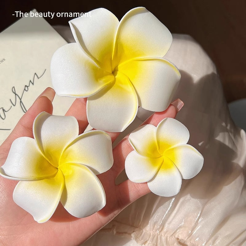 Plumeria flower hairpin Bangladesh seaside vacation floral side clip hair accessory for girls women